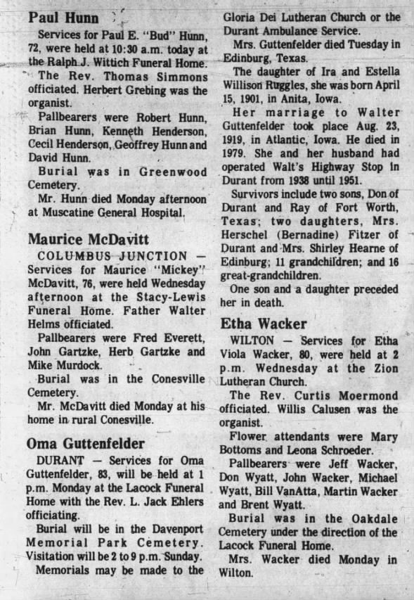Clipping from The Muscatine Journal